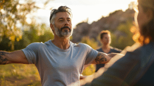 homem de mais de 40 praticando exercício físico que contribui para a saúde do homem